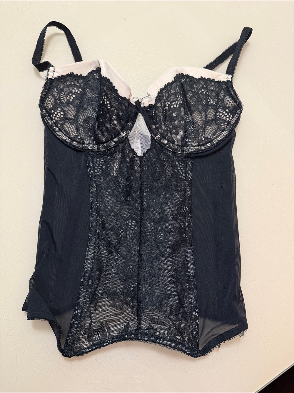 Victoria's Secret Black Bustier with Ivory Trim